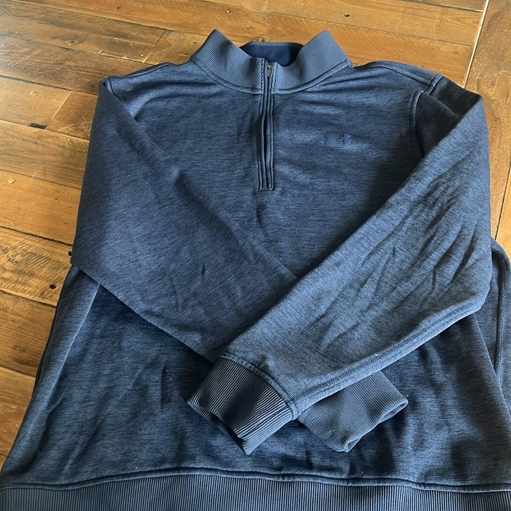 Under Armour Mens 1/4 Zip Pullover Shirt Jacket Fitted Large Navy blue